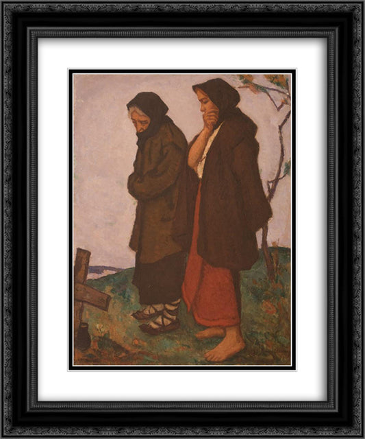 A Cross on the Hill 20x24 Black Ornate Wood Framed Art Print Poster with Double Matting by Dimitrescu, Stefan