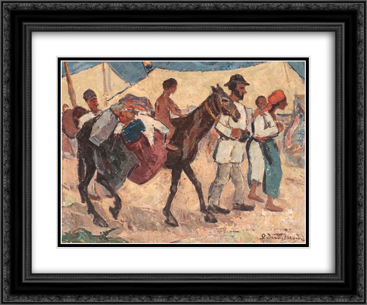 At the Market 24x20 Black Ornate Wood Framed Art Print Poster with Double Matting by Dimitrescu, Stefan