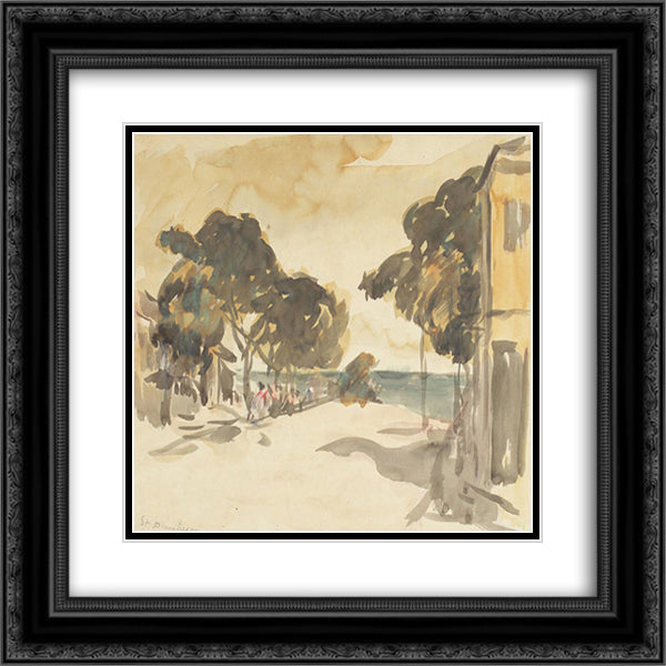 Balchik Corner 20x20 Black Ornate Wood Framed Art Print Poster with Double Matting by Dimitrescu, Stefan