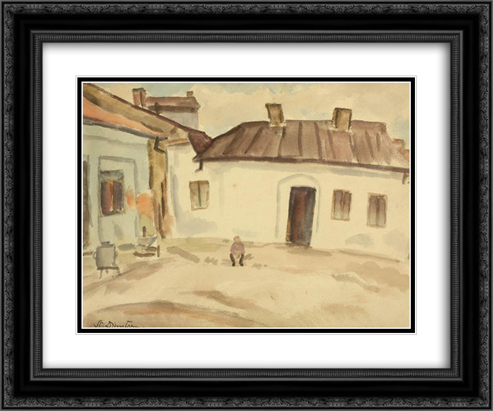 In front of the House 24x20 Black Ornate Wood Framed Art Print Poster with Double Matting by Dimitrescu, Stefan