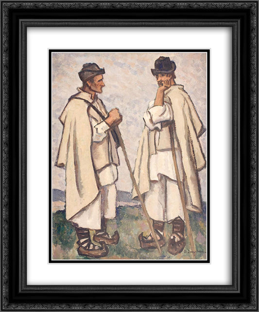 Peasant Counsel 20x24 Black Ornate Wood Framed Art Print Poster with Double Matting by Dimitrescu, Stefan