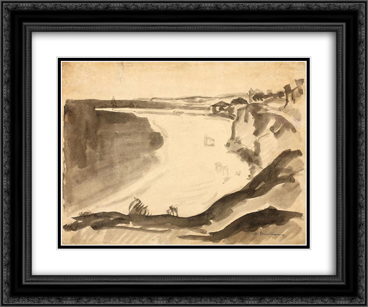 Seashore 24x20 Black Ornate Wood Framed Art Print Poster with Double Matting by Dimitrescu, Stefan