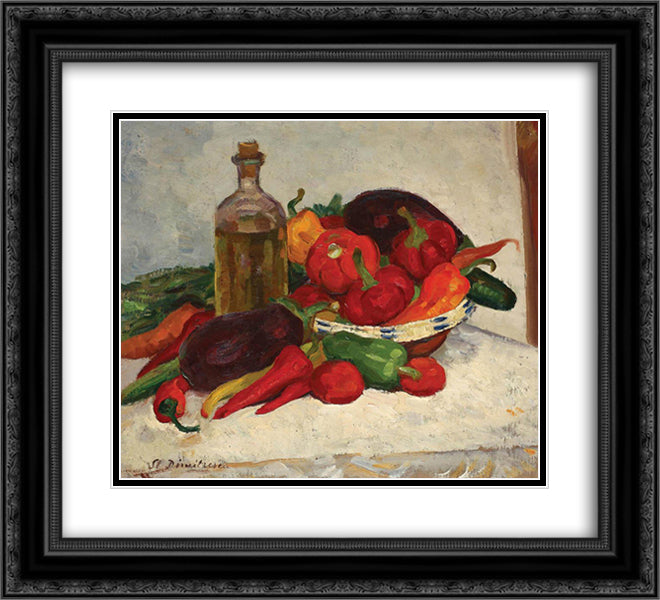 Still Life with Ripe Vegetables 22x20 Black Ornate Wood Framed Art Print Poster with Double Matting by Dimitrescu, Stefan