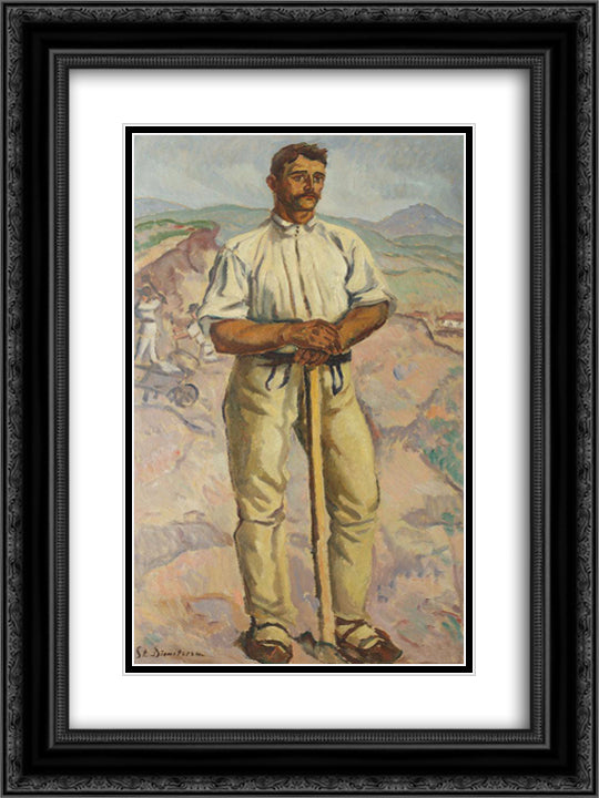 Stone Crusher (Portrait of a Peasant) 18x24 Black Ornate Wood Framed Art Print Poster with Double Matting by Dimitrescu, Stefan