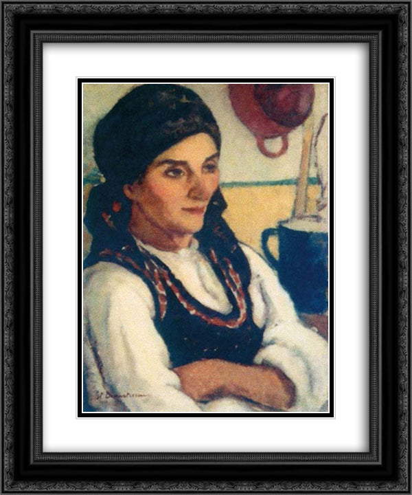 The Cook 20x24 Black Ornate Wood Framed Art Print Poster with Double Matting by Dimitrescu, Stefan