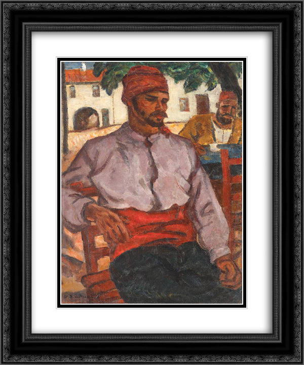 Turks at the Cafe 20x24 Black Ornate Wood Framed Art Print Poster with Double Matting by Dimitrescu, Stefan