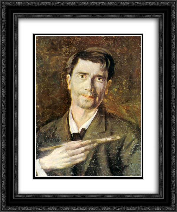 A Painter 20x24 Black Ornate Wood Framed Art Print Poster with Double Matting by Luchian, Stefan