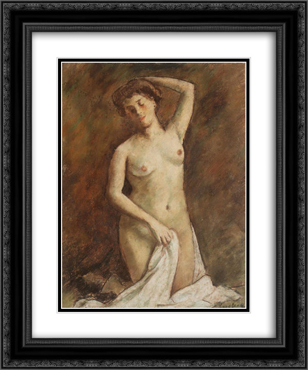 After Bath 20x24 Black Ornate Wood Framed Art Print Poster with Double Matting by Luchian, Stefan