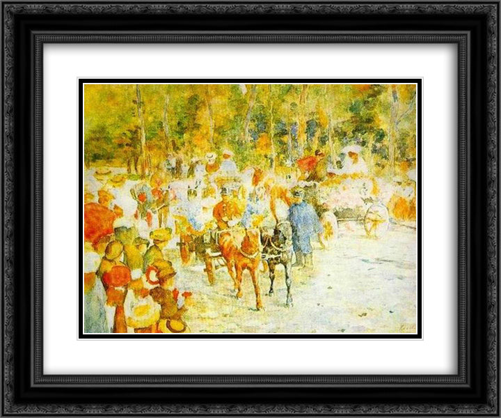 Flower Fight on the Road 24x20 Black Ornate Wood Framed Art Print Poster with Double Matting by Luchian, Stefan