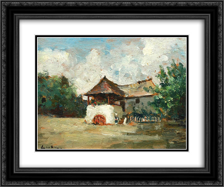 House in Oltenia 24x20 Black Ornate Wood Framed Art Print Poster with Double Matting by Luchian, Stefan