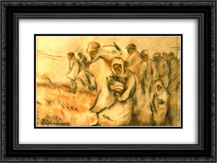 Insurgent Peasants 24x18 Black Ornate Wood Framed Art Print Poster with Double Matting by Luchian, Stefan