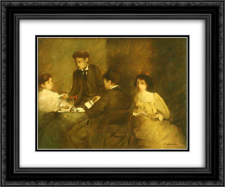 Literary meeting 24x20 Black Ornate Wood Framed Art Print Poster with Double Matting by Luchian, Stefan