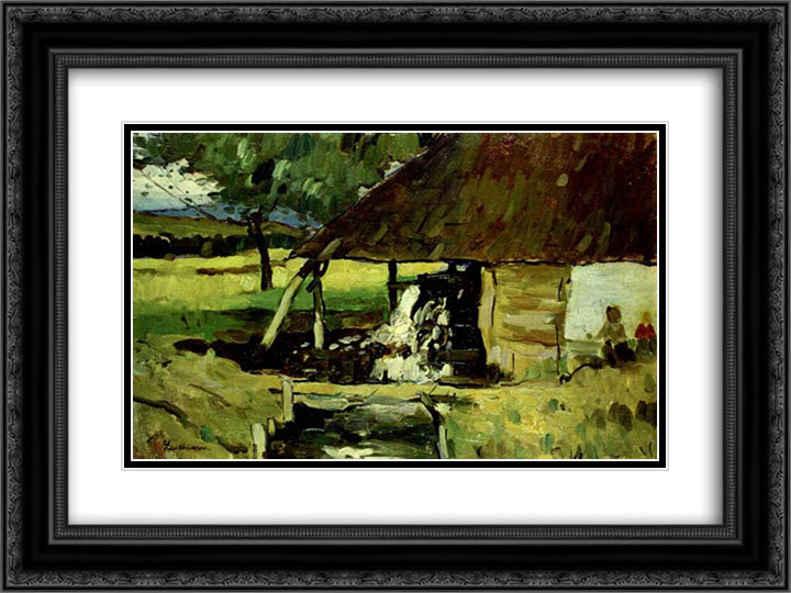 Moara 24x18 Black Ornate Wood Framed Art Print Poster with Double Matting by Luchian, Stefan