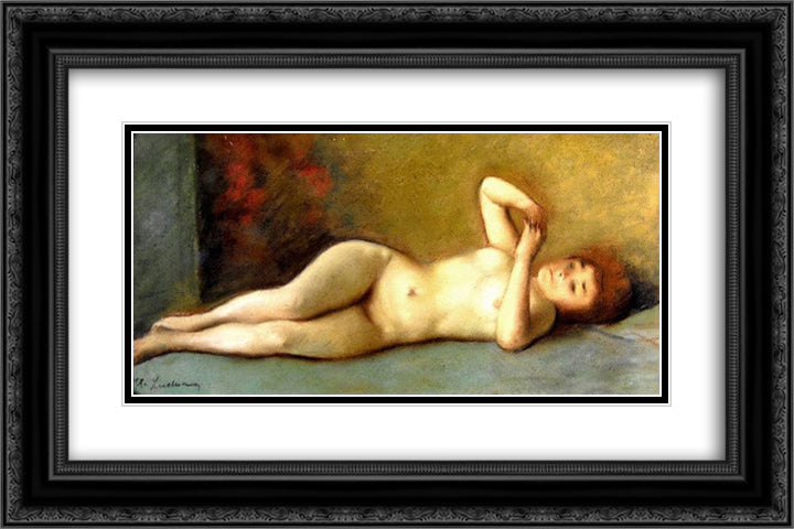 Nude 24x16 Black Ornate Wood Framed Art Print Poster with Double Matting by Luchian, Stefan