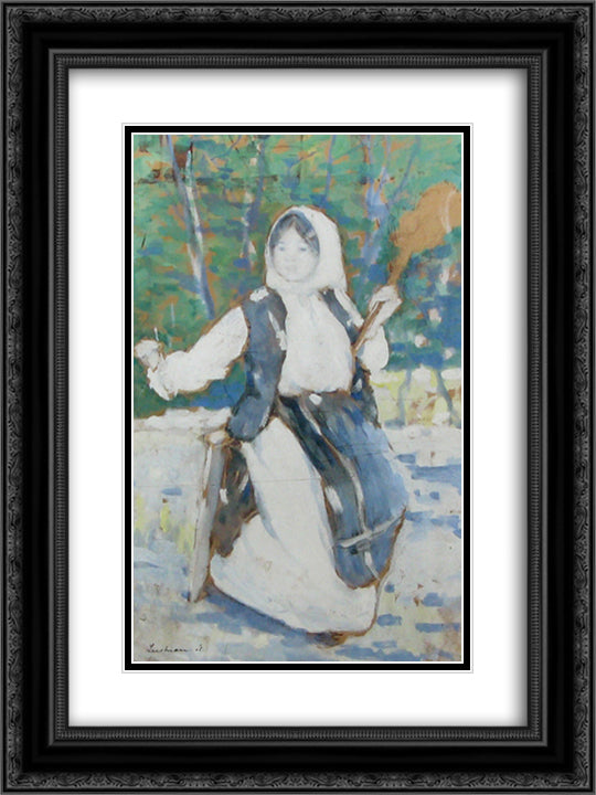 Peasant girl 18x24 Black Ornate Wood Framed Art Print Poster with Double Matting by Luchian, Stefan