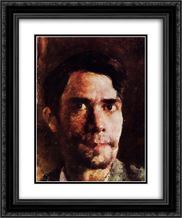 Self-Portrait 20x24 Black Ornate Wood Framed Art Print Poster with Double Matting by Luchian, Stefan