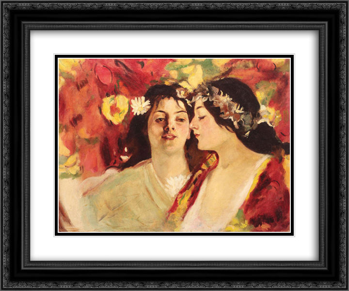 Spring (Two Muses) 24x20 Black Ornate Wood Framed Art Print Poster with Double Matting by Luchian, Stefan