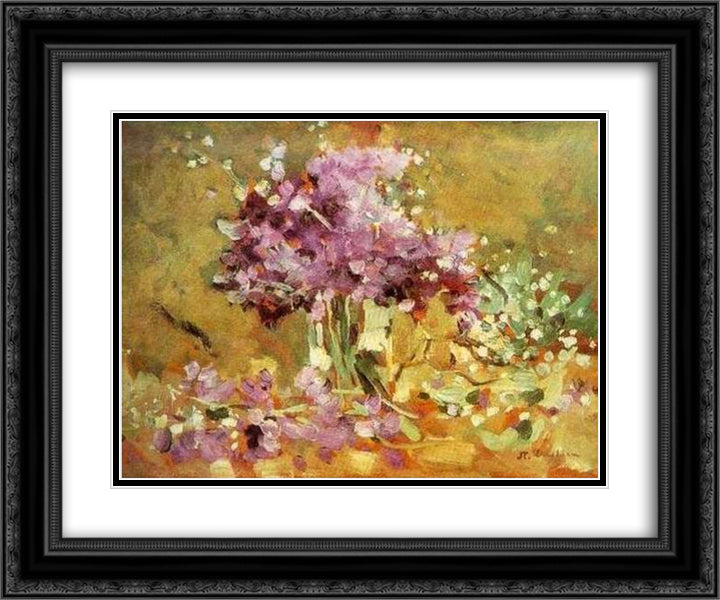 Violets 24x20 Black Ornate Wood Framed Art Print Poster with Double Matting by Luchian, Stefan
