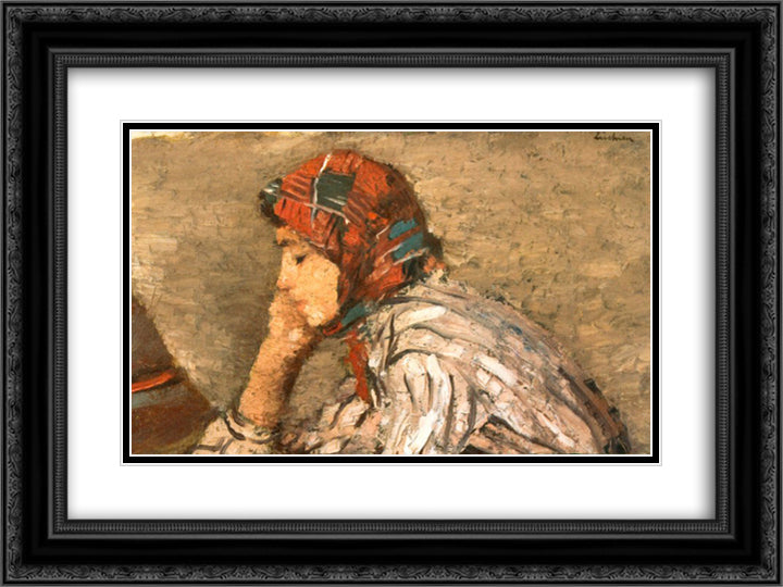 Woman Worker 24x18 Black Ornate Wood Framed Art Print Poster with Double Matting by Luchian, Stefan