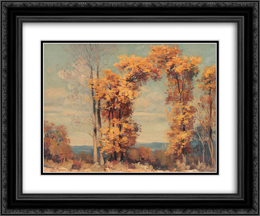 Autumn Landscape 24x20 Black Ornate Wood Framed Art Print Poster with Double Matting by Popescu, Stefan