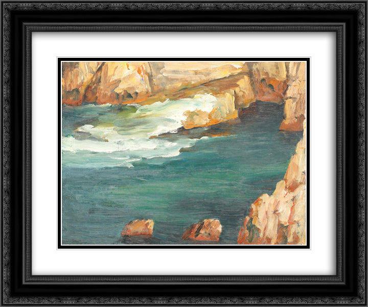 Cape Caliacra 24x20 Black Ornate Wood Framed Art Print Poster with Double Matting by Popescu, Stefan