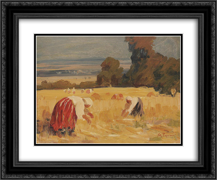 Harvesting 24x20 Black Ornate Wood Framed Art Print Poster with Double Matting by Popescu, Stefan