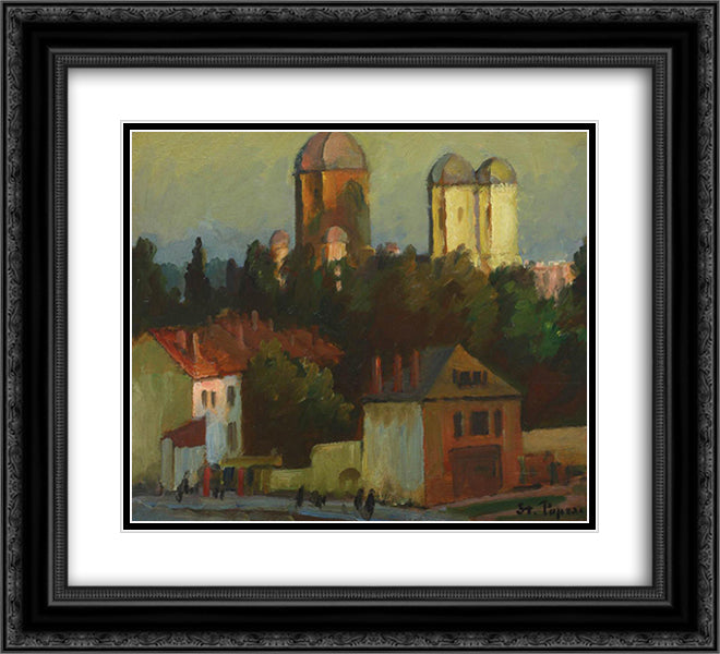 Landscape from Campulung 22x20 Black Ornate Wood Framed Art Print Poster with Double Matting by Popescu, Stefan