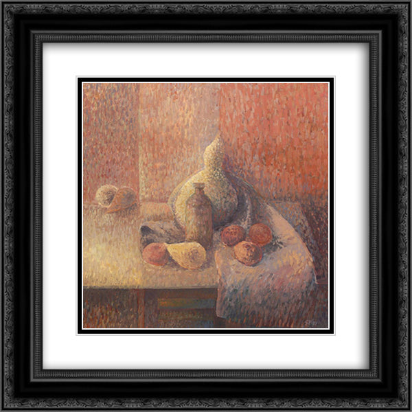 Still Life with Gourd 20x20 Black Ornate Wood Framed Art Print Poster with Double Matting by Popescu, Stefan