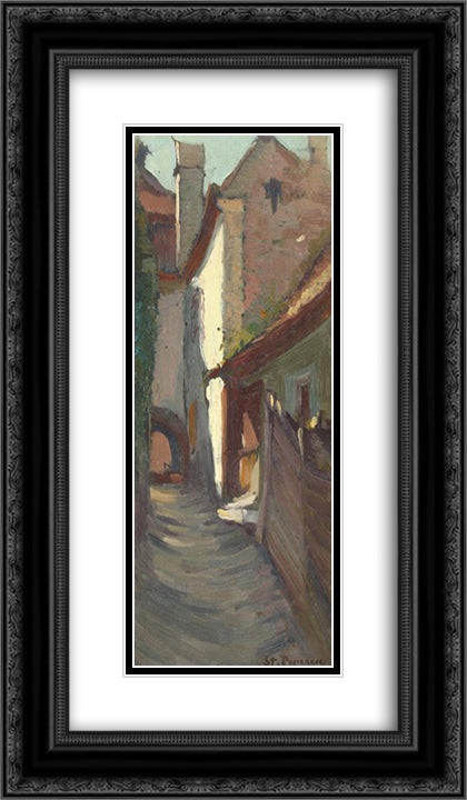 Street from Bretania 14x24 Black Ornate Wood Framed Art Print Poster with Double Matting by Popescu, Stefan