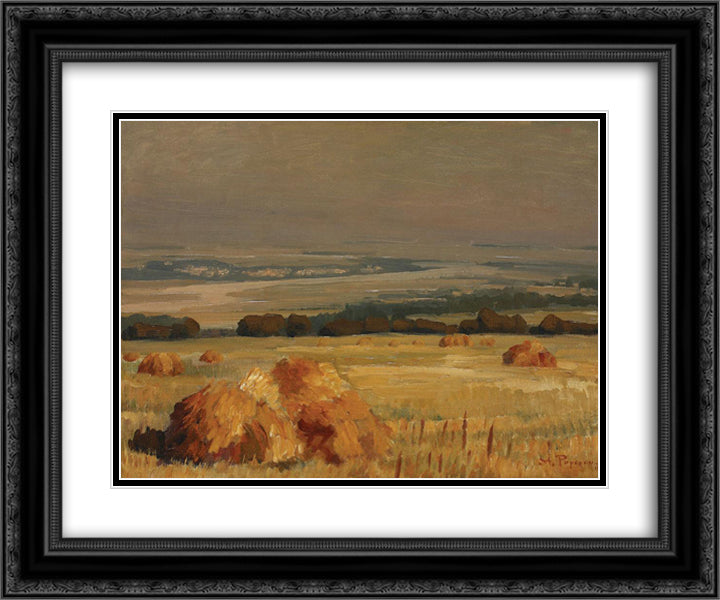 Summer Landscape 24x20 Black Ornate Wood Framed Art Print Poster with Double Matting by Popescu, Stefan