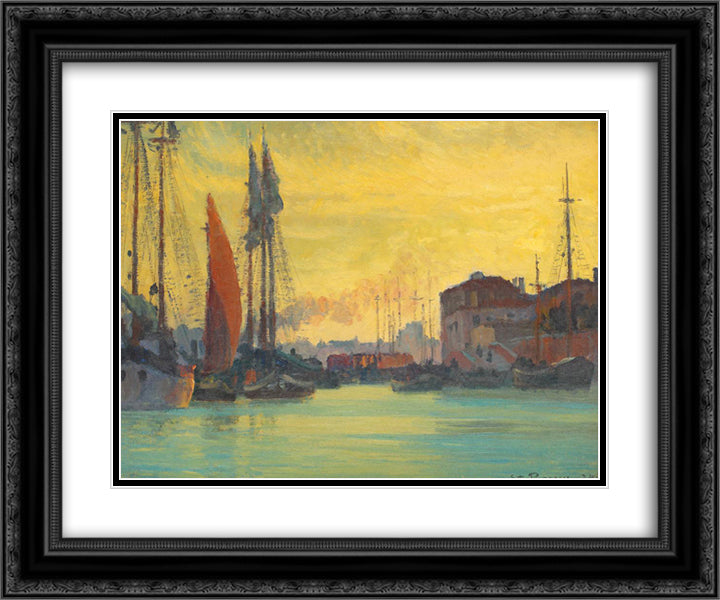 Sunset Over Chioggia 24x20 Black Ornate Wood Framed Art Print Poster with Double Matting by Popescu, Stefan