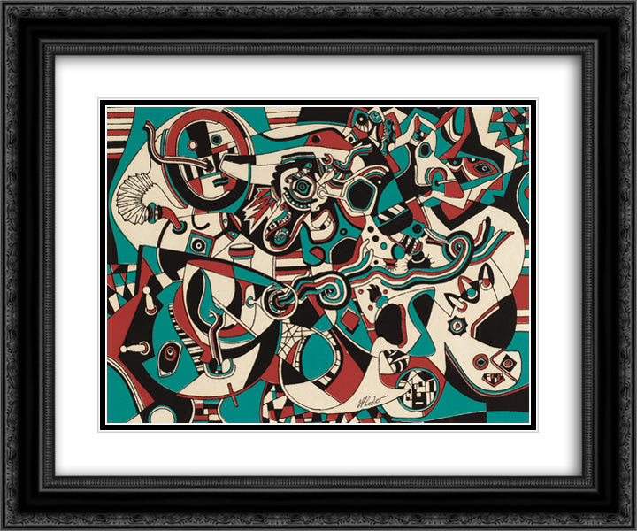 Prelude in Red 24x20 Black Ornate Wood Framed Art Print Poster with Double Matting by Wheeler, Steve