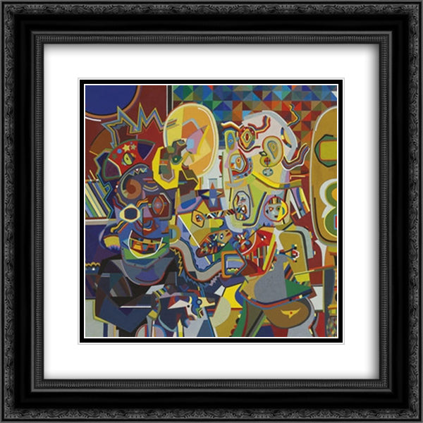 Untitled W22 (Man Looking at Pork Chop) 20x20 Black Ornate Wood Framed Art Print Poster with Double Matting by Wheeler, Steve