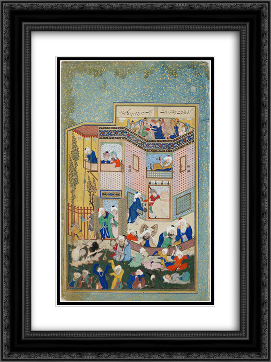 Allegory of Drunkenness 18x24 Black Ornate Wood Framed Art Print Poster with Double Matting by Muhammad, Sultan