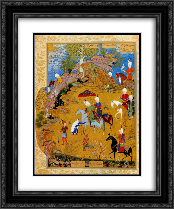 From the Khamsa of Nizami The Old Woman complaining to Sultan Sanjar 20x24 Black Ornate Wood Framed Art Print Poster with Double Matting by Muhammad, Sultan