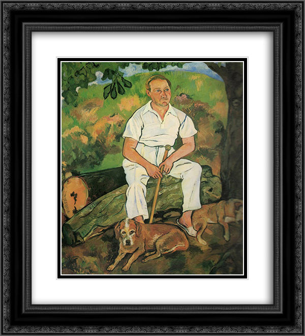 Andre Utter and His Dogs 20x22 Black Ornate Wood Framed Art Print Poster with Double Matting by Valadon, Suzanne