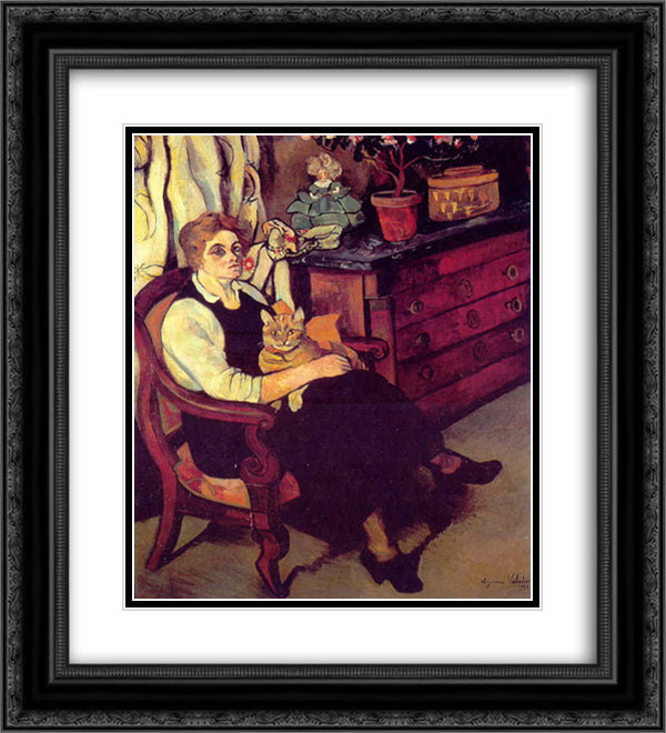 Miss Lily Walton 20x22 Black Ornate Wood Framed Art Print Poster with Double Matting by Valadon, Suzanne