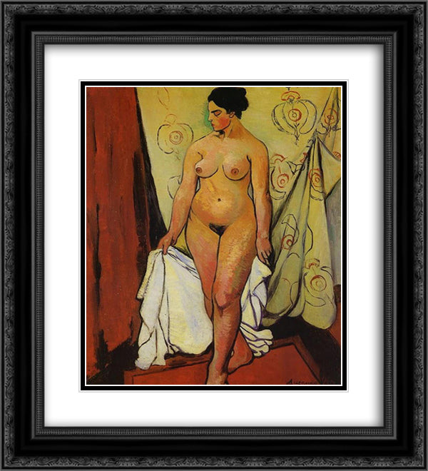 Nude Woman with Drapery 20x22 Black Ornate Wood Framed Art Print Poster with Double Matting by Valadon, Suzanne