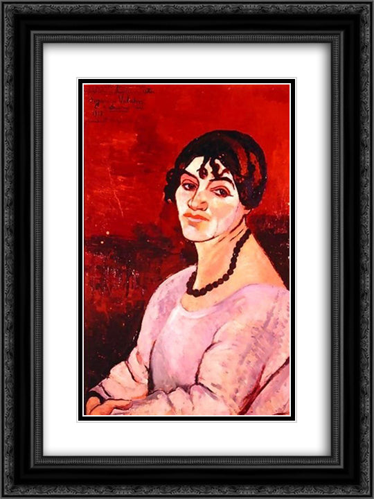 Self-Portrait 18x24 Black Ornate Wood Framed Art Print Poster with Double Matting by Valadon, Suzanne