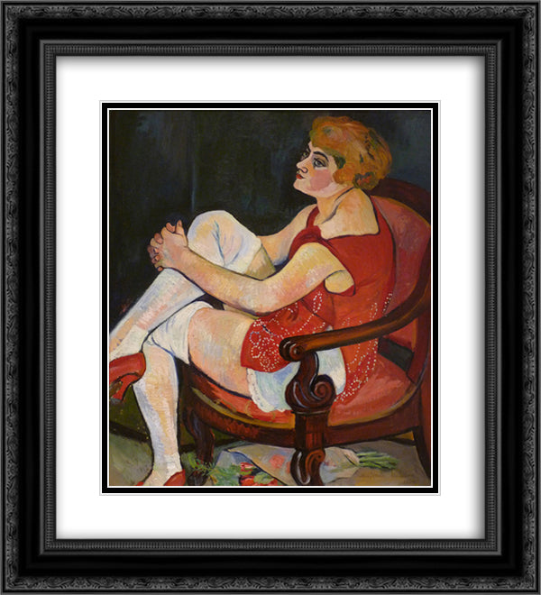 Women in white stockings 20x22 Black Ornate Wood Framed Art Print Poster with Double Matting by Valadon, Suzanne
