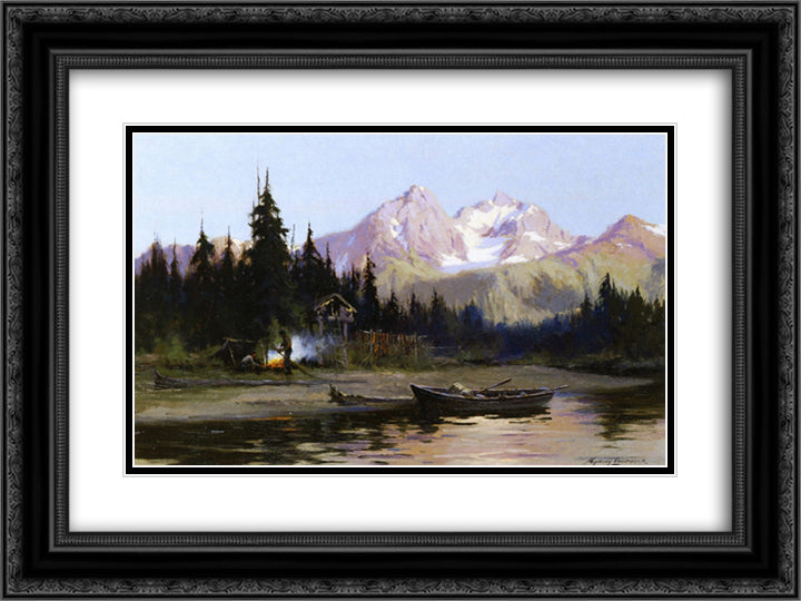 A Northern Frontier 24x18 Black Ornate Wood Framed Art Print Poster with Double Matting by Laurence, Sydney