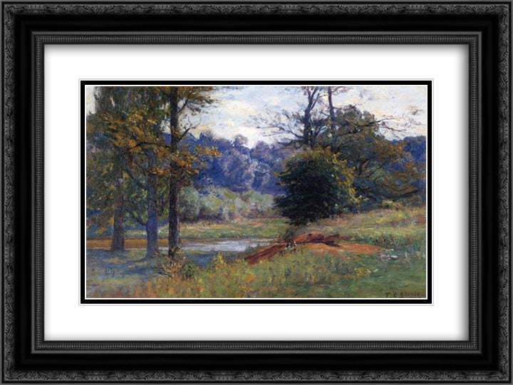 Along the Creek 24x18 Black Ornate Wood Framed Art Print Poster with Double Matting by Steele, T. C.