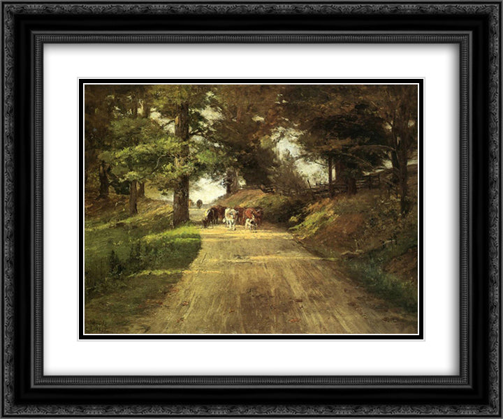 An Indiana Road 24x20 Black Ornate Wood Framed Art Print Poster with Double Matting by Steele, T. C.