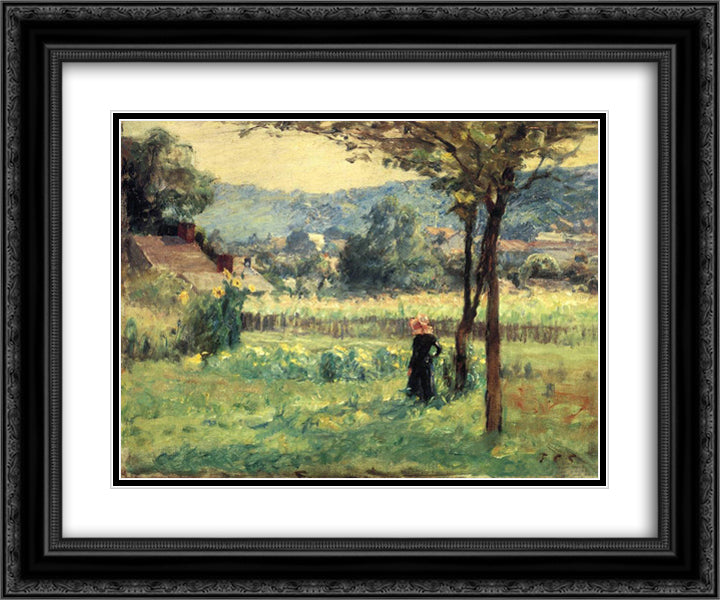 Flower Garden at Brookville 24x20 Black Ornate Wood Framed Art Print Poster with Double Matting by Steele, T. C.