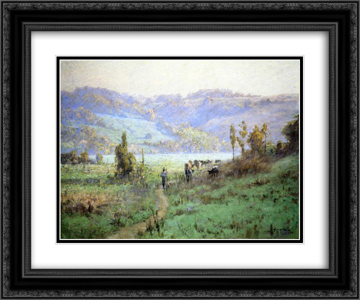 In the Whitewater Valley near Metamora 24x20 Black Ornate Wood Framed Art Print Poster with Double Matting by Steele, T. C.