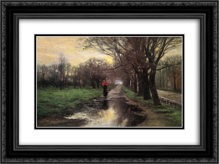 Meridian Street, Thawing Weather 24x18 Black Ornate Wood Framed Art Print Poster with Double Matting by Steele, T. C.
