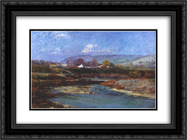 November Morning 24x18 Black Ornate Wood Framed Art Print Poster with Double Matting by Steele, T. C.