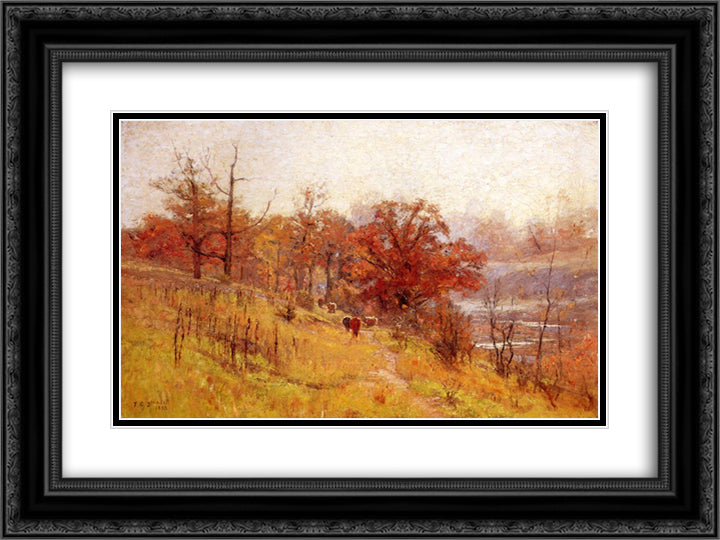 November's Harmony 24x18 Black Ornate Wood Framed Art Print Poster with Double Matting by Steele, T. C.