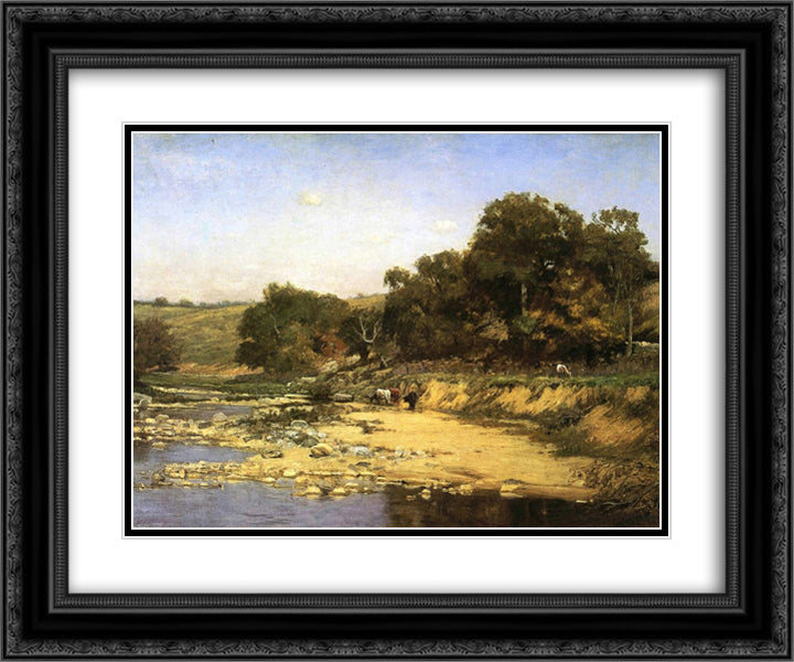 On the Muscatatuck 24x20 Black Ornate Wood Framed Art Print Poster with Double Matting by Steele, T. C.