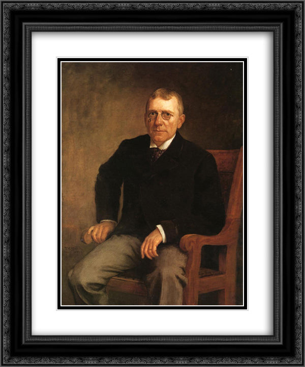 Portrait of James Whitcomb Riley 20x24 Black Ornate Wood Framed Art Print Poster with Double Matting by Steele, T. C.